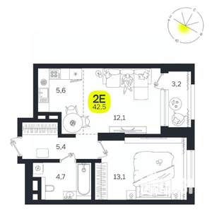2-к квартира, вторичка, 43м2, 11/27 этаж