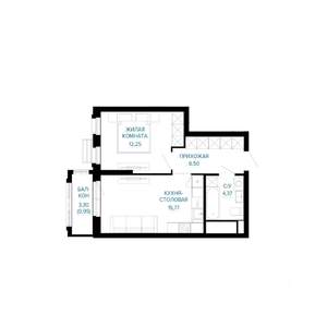 1-к квартира, строящийся дом, 40м2, 16/30 этаж