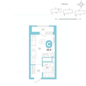Студия квартира, вторичка, 22м2, 10/16 этаж