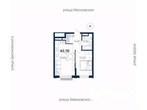 1-к квартира, вторичка, 43м2, 19/30 этаж