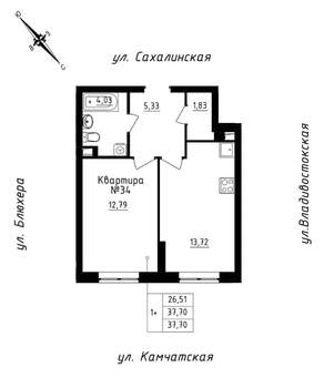 1-к квартира, строящийся дом, 38м2, 3/25 этаж