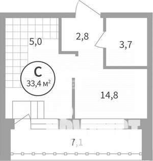 Студия квартира, вторичка, 30м2, 7/8 этаж