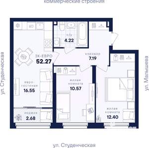 2-к квартира, вторичка, 52м2, 6/31 этаж