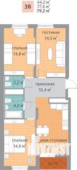 3-к квартира, вторичка, 79м2, 18/22 этаж