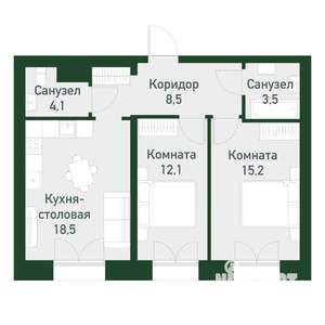 2-к квартира, вторичка, 62м2, 4/4 этаж