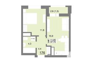1-к квартира, вторичка, 38м2, 21/26 этаж