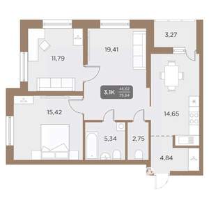 3-к квартира, вторичка, 76м2, 5/24 этаж