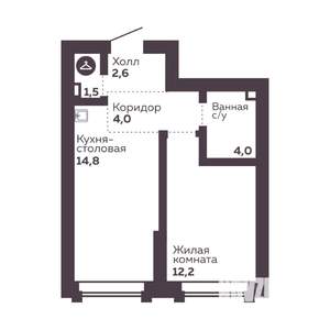 1-к квартира, вторичка, 39м2, 22/30 этаж