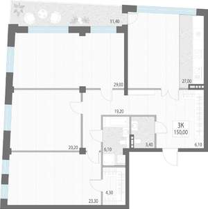 3-к квартира, вторичка, 151м2, 2/7 этаж