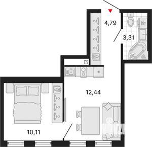 1-к квартира, вторичка, 31м2, 20/25 этаж