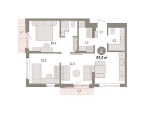 2-к квартира, вторичка, 66м2, 4/9 этаж