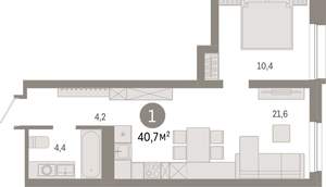 1-к квартира, вторичка, 41м2, 4/8 этаж