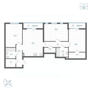 3-к квартира, вторичка, 99м2, 13/32 этаж