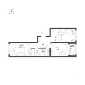 2-к квартира, строящийся дом, 61м2, 7/16 этаж