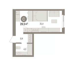 Студия квартира, вторичка, 30м2, 4/9 этаж