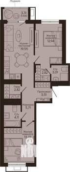 2-к квартира, вторичка, 69м2, 5/18 этаж