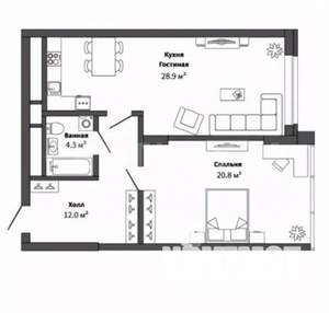 Студия квартира, вторичка, 68м2, 7/27 этаж