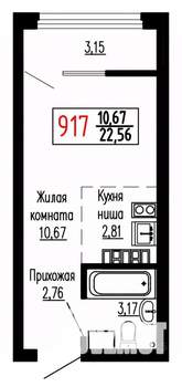 Студия квартира, строящийся дом, 23м2, 26/27 этаж