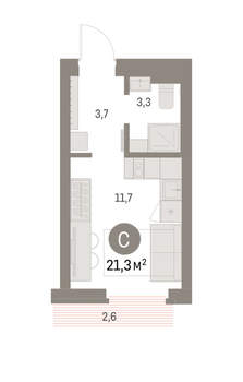 Студия квартира, вторичка, 21м2, 7/9 этаж