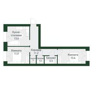 2-к квартира, вторичка, 61м2, 4/4 этаж