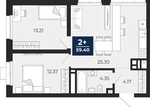 2-к квартира, вторичка, 59м2, 2/30 этаж