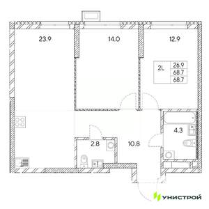 2-к квартира, вторичка, 69м2, 5/31 этаж