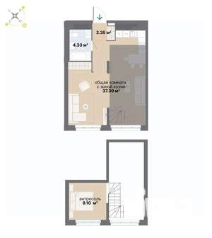 1-к квартира, вторичка, 55м2, 26/26 этаж