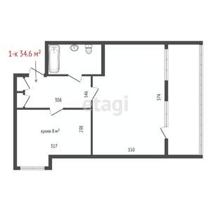 1-к квартира, вторичка, 35м2, 7/16 этаж