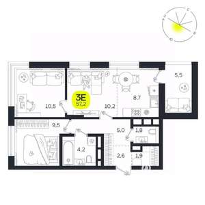 3-к квартира, вторичка, 57м2, 19/27 этаж