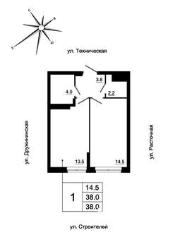1-к квартира, вторичка, 37м2, 17/19 этаж