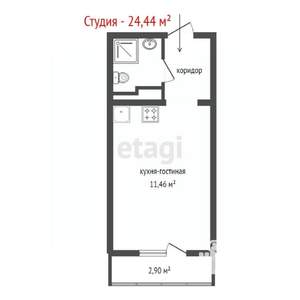 Студия квартира, вторичка, 24м2, 4/5 этаж
