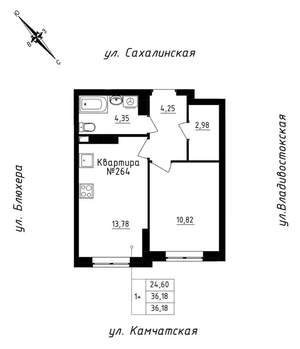 1-к квартира, строящийся дом, 36м2, 23/25 этаж