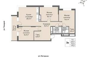 3-к квартира, вторичка, 113м2, 17/28 этаж