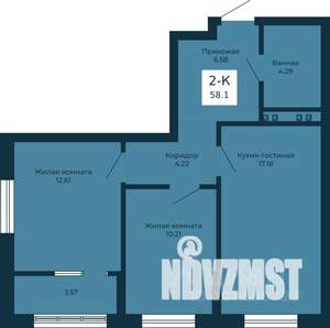 2-к квартира, вторичка, 58м2, 19/25 этаж