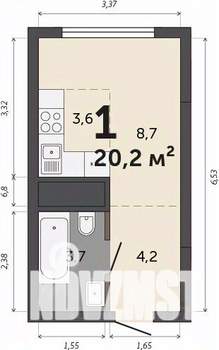 Студия квартира, строящийся дом, 20м2, 25/30 этаж