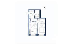 1-к квартира, вторичка, 46м2, 21/28 этаж
