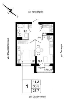 1-к квартира, вторичка, 38м2, 10/24 этаж