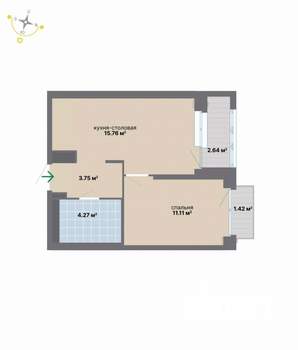 1-к квартира, вторичка, 39м2, 7/9 этаж