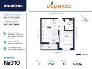 1-к квартира, вторичка, 38м2, 5/17 этаж