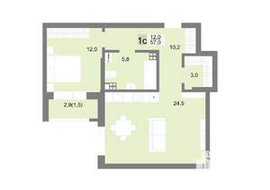1-к квартира, строящийся дом, 57м2, 5/17 этаж