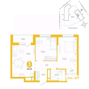 3-к квартира, вторичка, 63м2, 3/24 этаж