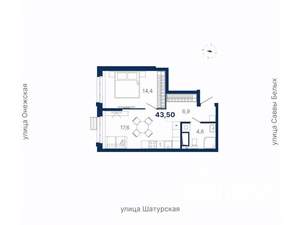 1-к квартира, вторичка, 44м2, 11/17 этаж