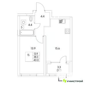 1-к квартира, вторичка, 40м2, 10/31 этаж