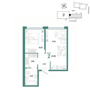 2-к квартира, вторичка, 41м2, 8/24 этаж