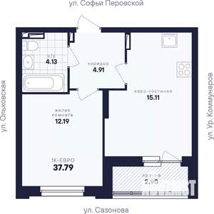 1-к квартира, вторичка, 38м2, 6/17 этаж