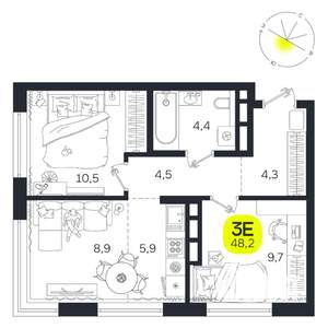 3-к квартира, вторичка, 48м2, 18/27 этаж