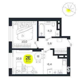 2-к квартира, вторичка, 37м2, 15/27 этаж