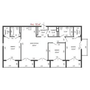 4-к квартира, вторичка, 92м2, 26/26 этаж