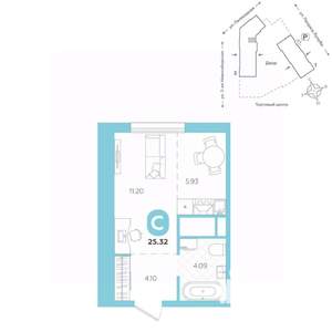 Студия квартира, вторичка, 25м2, 16/24 этаж