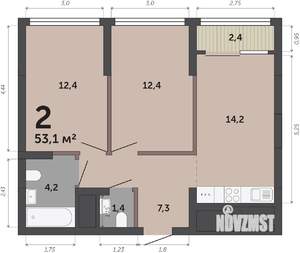 2-к квартира, вторичка, 52м2, 24/31 этаж